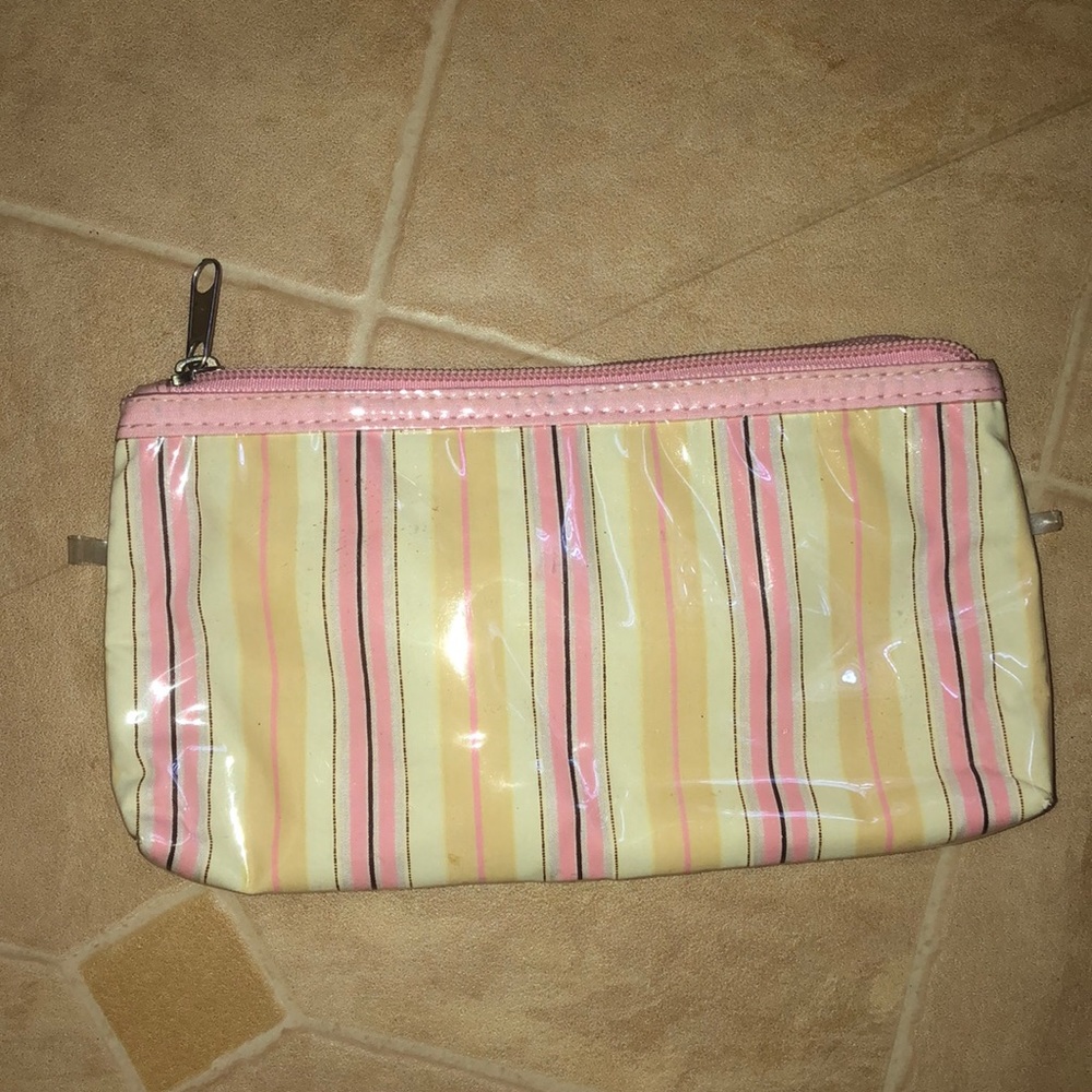 Striped cosmetic bag